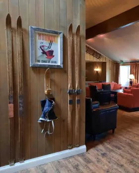 Gamle ski i Peisestua